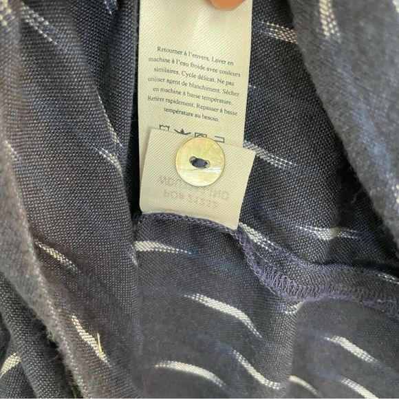 Faherty Saylor Dress Button Up Cotton Midi Midnight IKat Size Medium - Picture 5 of 9